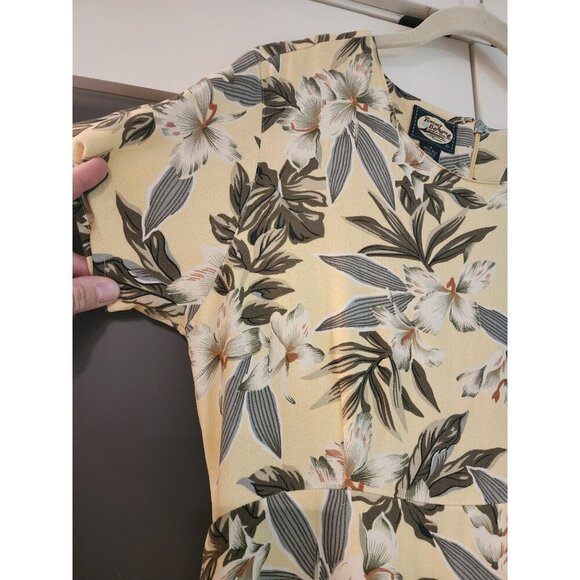 Tommy Bahama 100% Silk Maxi Dress Sz 8 Wrap Skirt Yellow Tropical Floral - Picture 7 of 12